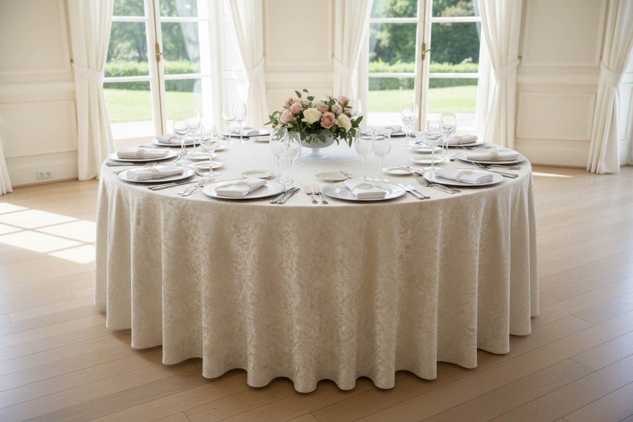 Big Round Table (10-seater) with Table Cloth and Centerpiece